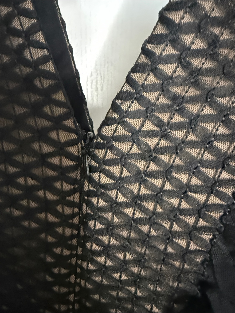 Black Mini Dress with Bronze-Patterned Trim and V-Neck - Picture 12 of 12